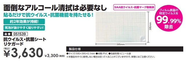 抗ウイルス・抗菌シートリケガード